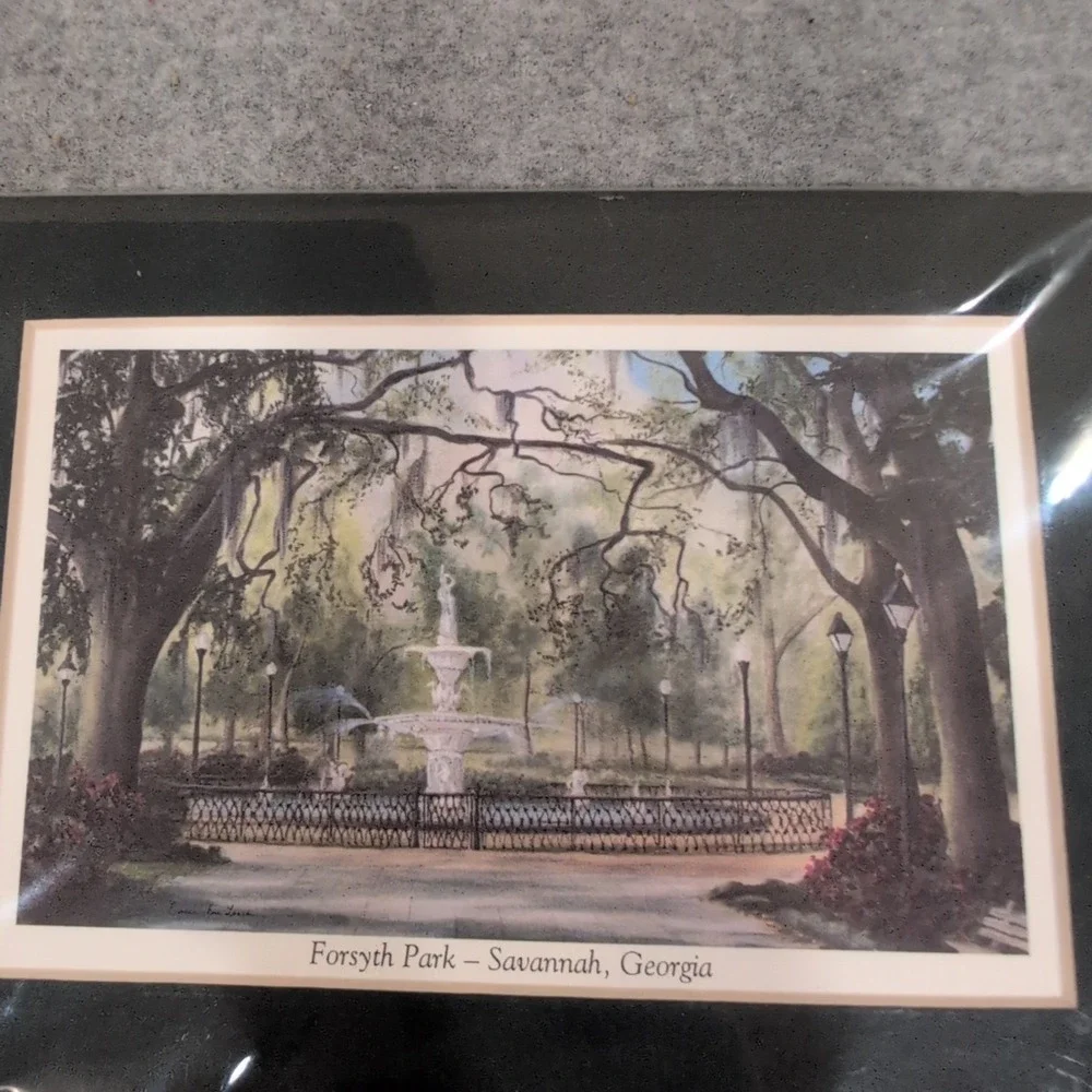 Essie DeLoach Forsyth Park Savannah Georgia Matted Art Print Fountain Scene - Picture 2 of 4